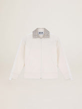 Golden Goose Papyrus white Denise Star Collection zipped sweatshirt with crystal collar