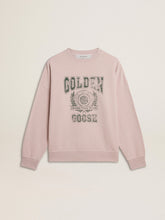 Golden Goose Old rose unisex round neck sweatshirt with green logo print