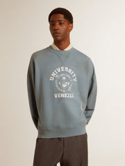 Golden Goose Oversized sweatshirt in baby blue with distressed finish