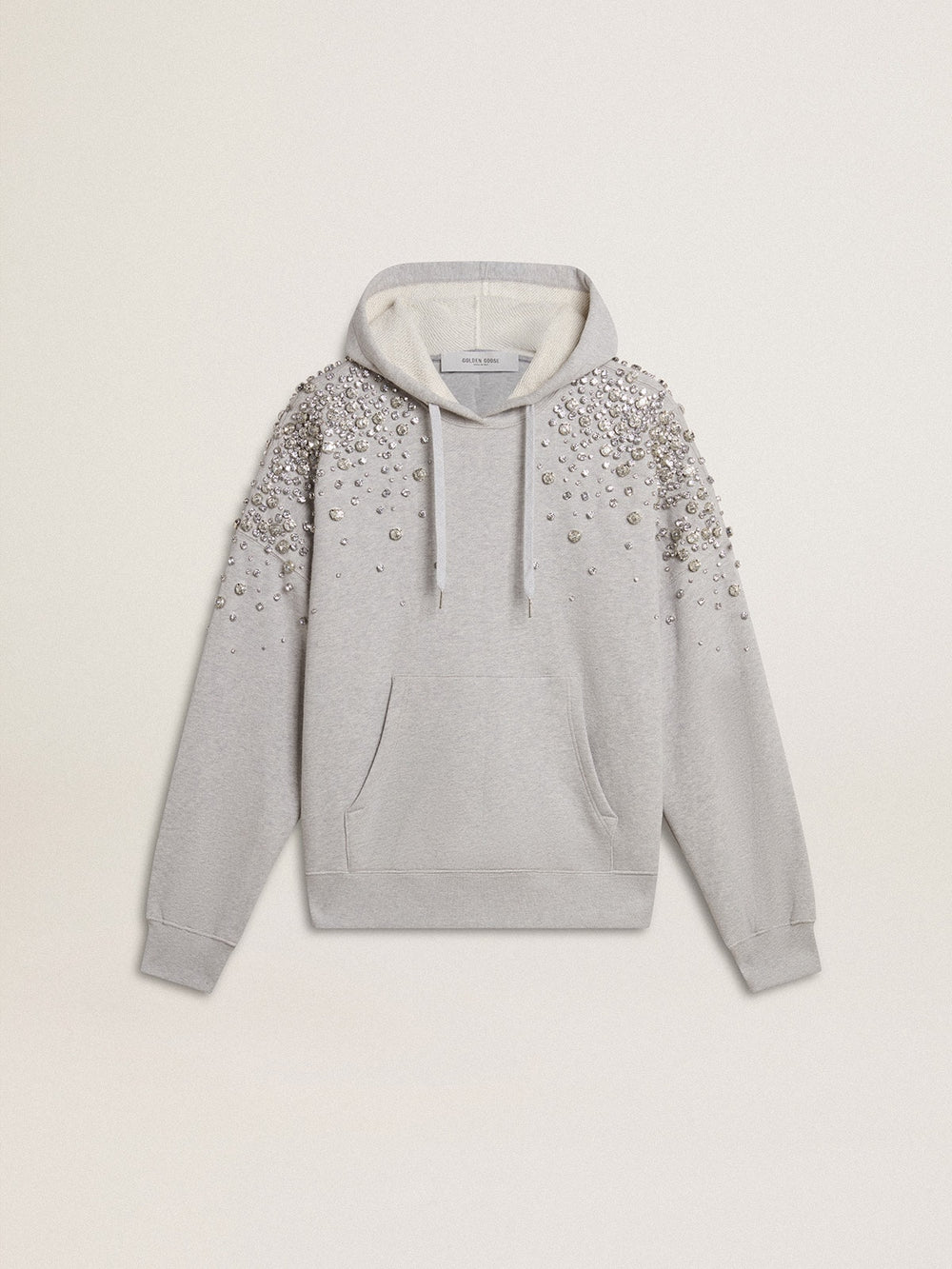 Golden Goose Gray hooded sweatshirt with crystal decoration