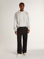 Golden Goose Gray hooded sweatshirt with crystal decoration