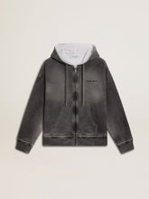 Golden Goose Sprayed effect anthracite sweatshirt with studs