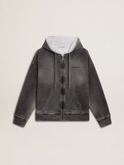 Golden Goose Sprayed effect anthracite sweatshirt with studs