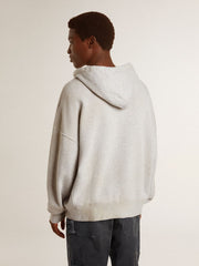 Golden Goose Hooded sweatshirt in worn gray with embroidered vintage logo