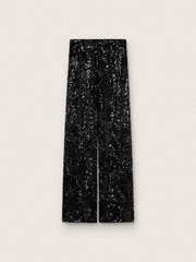 Golden Goose Women's tulle pants with floral embroidery in black sequins