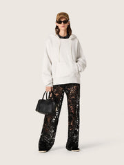 Golden Goose Women's tulle pants with floral embroidery in black sequins