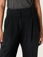 Golden Goose Women's pants in black cotton denim with a lived-in treatment