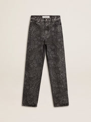 Golden Goose Women's black jeans with a floral motif