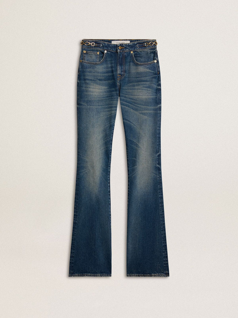 Golden Goose Women's bootcut jeans with a vintage wash and metallic details