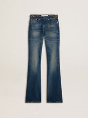 Golden Goose Women's bootcut jeans with a vintage wash and metallic details