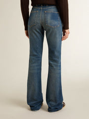 Golden Goose Women's bootcut jeans with a vintage wash and metallic details