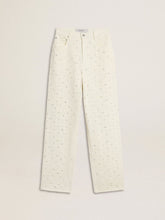 Golden Goose Women's white denim pants with beading and crystals