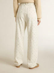 Golden Goose Women's white denim pants with beading and crystals