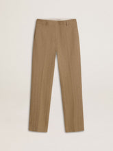 Golden Goose Women's trousers in a sand-colored herringbone linen blend