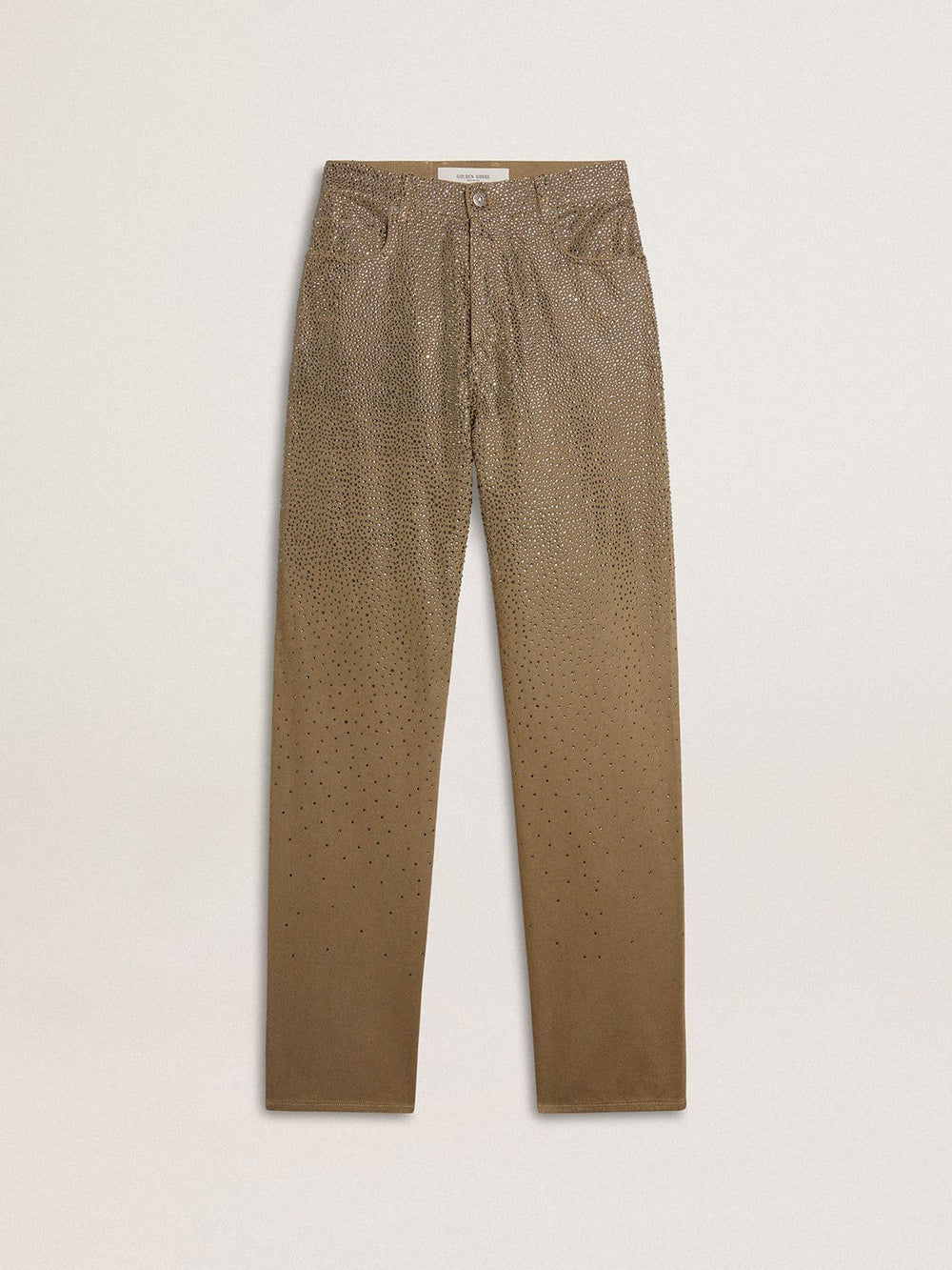 Golden Goose Women's khaki cotton pants with gradient Swarovski effect