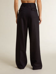 Golden Goose Women’s dark blue tailored trousers with vertical stripe
