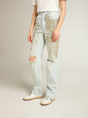 Golden Goose Women's bleached jeans with cabochon crystals