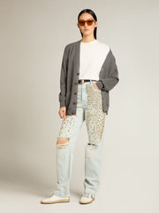 Golden Goose Women's bleached jeans with cabochon crystals