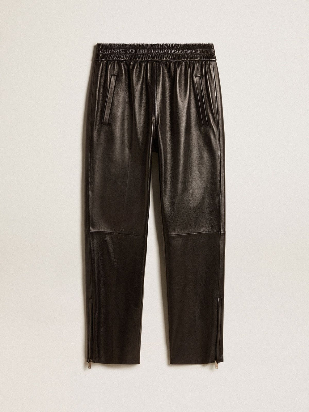 Golden Goose Black joggers in nappa leather with zip at the base