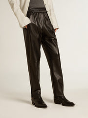 Golden Goose Black joggers in nappa leather with zip at the base
