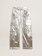 Golden Goose Women’s cargo pants in silver technical fabric