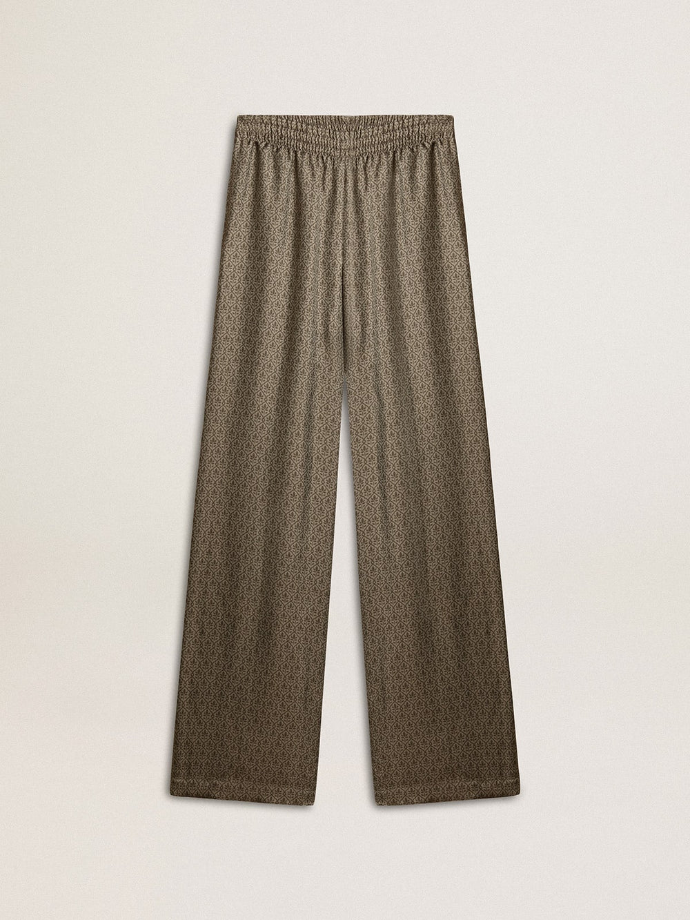 Golden Goose Women's green viscose-blend silk pants with floral pattern