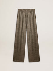 Golden Goose Women's green viscose-blend silk pants with floral pattern