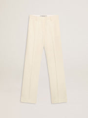 Golden Goose Women's loose pants in worn-white tailored fabric