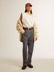 Golden Goose Women's loose pants in baby blue wool