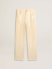 Golden Goose Ecru pants with transparent all-over sequins
