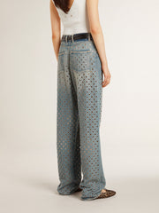 Golden Goose Women's washed jeans with all-over eyelets