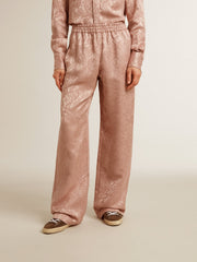 Golden Goose Women's pink viscose pants with floral pattern