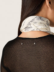 Golden Goose Women's crew-neck sweater with black floral jacquard pattern