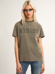 Golden Goose Olive-green regular-fit T-shirt with Golden lettering on the front