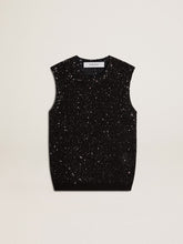 Golden Goose Black mesh knit top with sequins and contrasting details