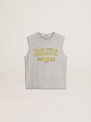 Golden Goose Women's gray sleeveless T-shirt with yellow print
