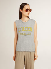 Golden Goose Women's gray sleeveless T-shirt with yellow print