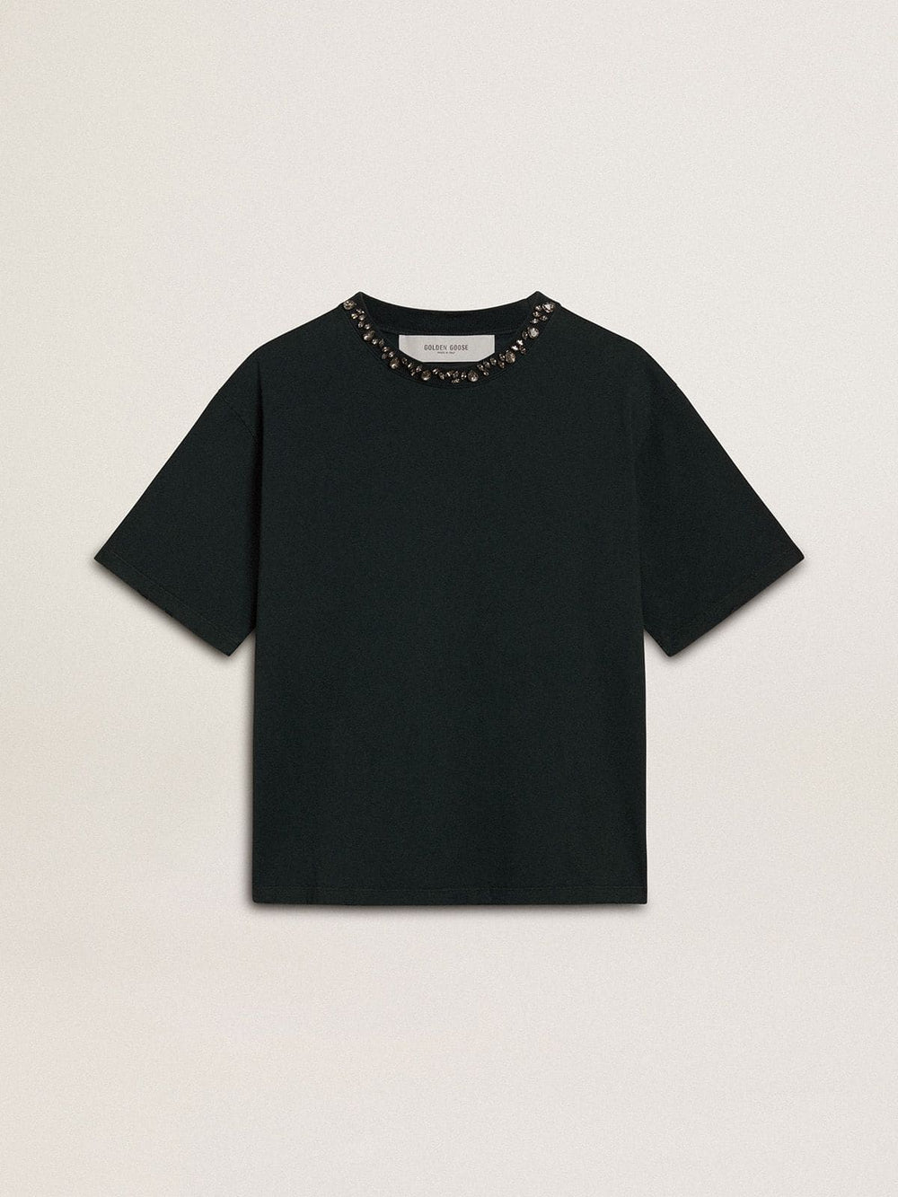 Golden Goose Women's black T-shirt with crystals