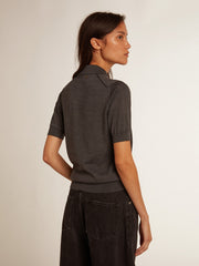 Golden Goose Women’s polo shirt in anthracite merino wool
