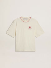 Golden Goose CNY worn-white sleeveless T-shirt with red embroidery
