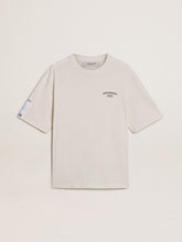 Golden Goose White unisex T-shirt with Mediterranean print and Pescheria Golden patch on the sleeve