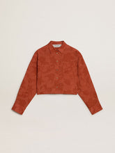 Golden Goose Women's cropped shirt in brick red jacquard with wide sleeves