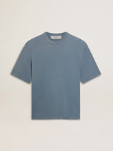 Golden Goose Unisex cotton T-shirt in baby blue with reverse print on the back