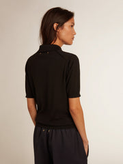 Golden Goose Women’s polo shirt in black merino wool