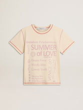 Golden Goose Women's cream T-shirt with faded red accents