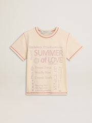 Golden Goose Women's cream T-shirt with faded red accents