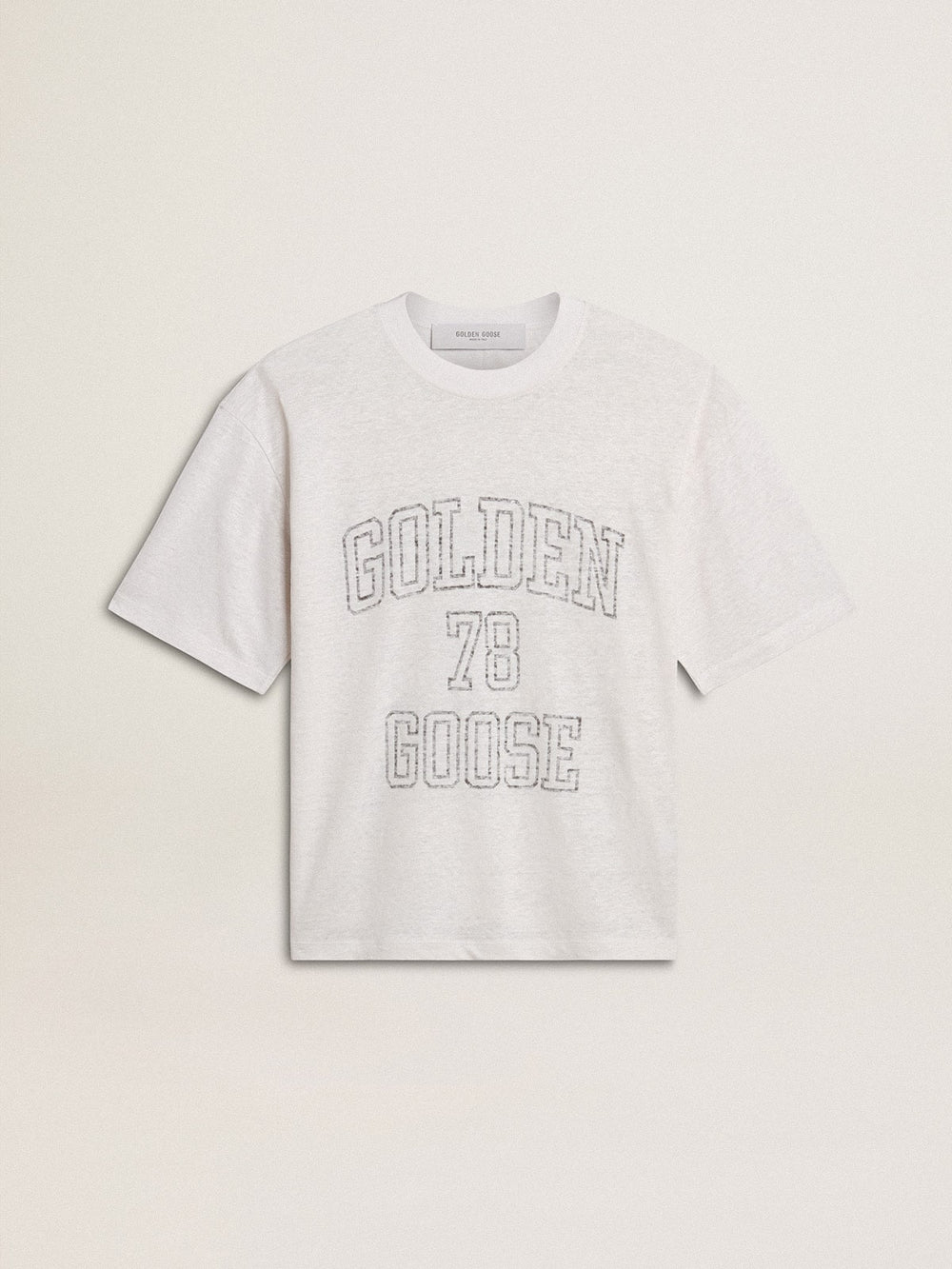 Golden Goose Women's lightweight white linen T-shirt with print