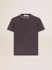 Golden Goose Women's anthracite gray T-shirt with crystals