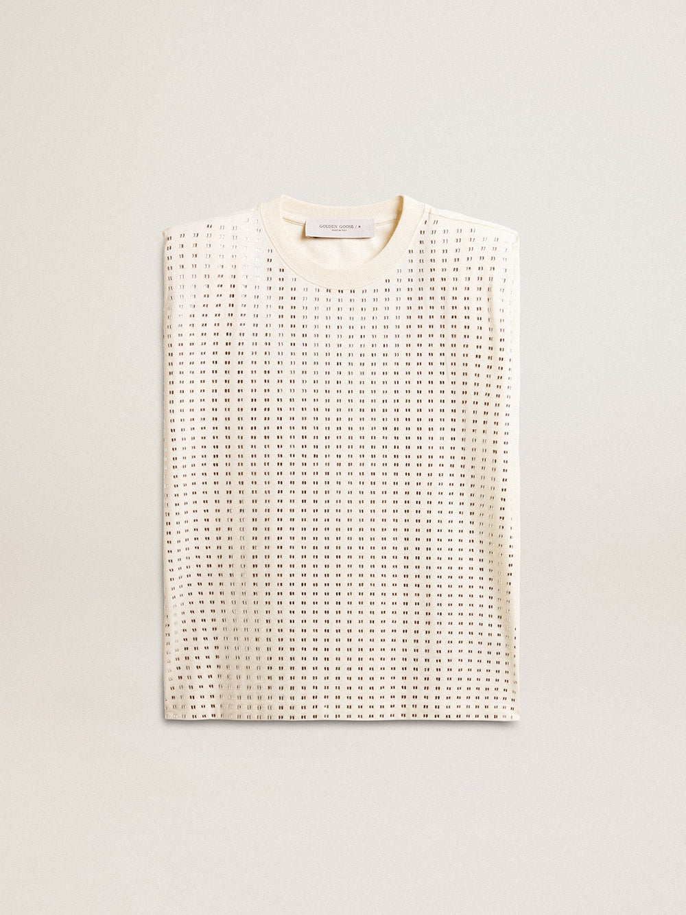 Golden Goose Aged white sleeveless T-shirt embellished with crystals