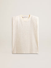 Golden Goose Aged white sleeveless T-shirt embellished with crystals